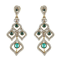 Tip Top Fashions Gold Plated White Austrian Stone Dangler Earrings - 1300926