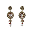 Tip Top Fashions Red Austrian Stone Gold Plated Dangler Earrings - 1301827