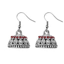 JewelEthnic Red Austrian Stone Rhodium Plated Jhumki - 1307507A