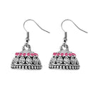 JewelEthnic Pink Austrian Stone Rhodium Plated Jhumki - 1307507H