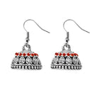JewelEthnic Red Austrian Stone Rhodium Plated Jhumki - 1307507J
