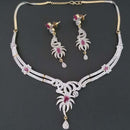 Pralhad American Diamond & Ruby Stone Brass Necklace Set - FBP0021B