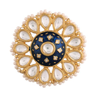 Etnico Gold-Plated Brass Meena Work Finger Ring (Women) - FL168BL