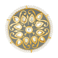 Etnico Gold-Plated Meena Work Finger Ring (Women) - FL173Gr