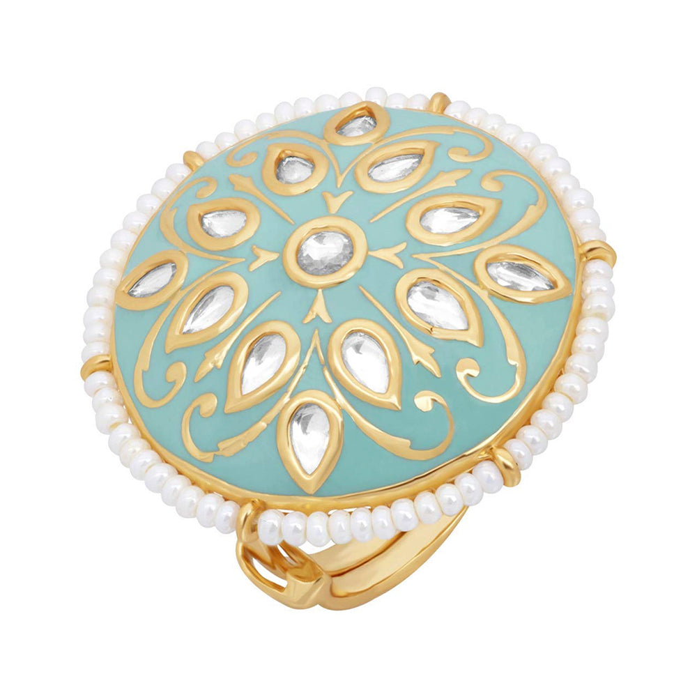 Etnico Gold-Plated Meena Work Finger Ring (Women) - FL173Min