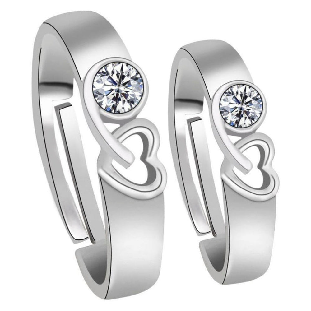 Etnico Platinum-Plated Couple Ring (Men And Women) (Pack of 2) - FL184CO