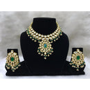 Tarangavi Green Beads And Kundan Choker Necklace Set - FNV-2053
