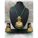 Tarangavi Green Beads And Kundan Long Necklace Set - FNV-2120