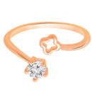 Mahi Rose Gold Plated Floral and Round Shape Adjustable Finger Ring with Cubic Zirconia for Women (FR1103160ZWhi)
