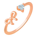 Mahi Rose Gold Plated Ribbon Shaped Adjustable Finger Ring with Cubic Zirconia for Women (FR1103162ZWhi)