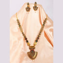 H K Fashion Antique Gold Plated Pota Stone Long Haram Necklace Set