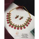 H K Fashion Gold Plated Almond Kemp Stone Necklace Set