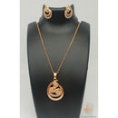 H K Fashion Micro Rose Gold Flower Carving Pendant Set