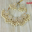 India Art Gold Plated Kundan Stone & Beads Necklace Set