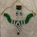 India Art  Gold Plated Crystal Stone & Beads Necklace Set