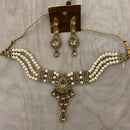 India Art  Gold Plated Crystal Stone & Beads Necklace Set