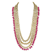 Etnico Traditional 18K Gold Plated Kundan & Pearl Studded Bridal Choker Necklace Jewellery Set With Earrings & Maang Tikka for Women (IJ325Q)