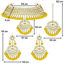 Etnico 18K Gold Plated Traditional Kundan & Pearl Studded Choker Necklace With Earrings and Maang Tikka Set (K7058Y)