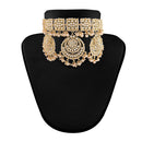 Etnico18k Gold Plated Traditional Pearl Kundan Studded Choker Jewellery Necklace Set for Women (K7202W)