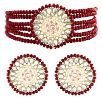 Etnico 18k Gold Plated Traditional Choker Set Glided With Kundan & Pearls For Women/Girls (K7203M)