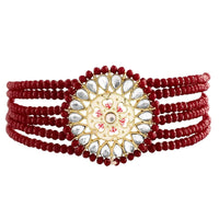 Etnico 18k Gold Plated Traditional Choker Set Glided With Kundan & Pearls For Women/Girls (K7203M)