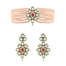Etnico 18k Gold Plated Traditional Choker Set Glided With Kundan & Beads For Women/Girls (K7207Cr)