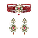 Etnico 18k Gold Plated Traditional Choker Set Glided With Kundan & Beads For Women/Girls (K7207M)
