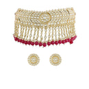 Etnico 18K Gold Plated Traditional Kundan & Pearl Studded Choker Necklace Set For Women/Girls (K7210Q)