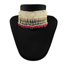 Etnico 18K Gold Plated Traditional Kundan & Pearl Studded Choker Necklace Set For Women/Girls (K7210Q)