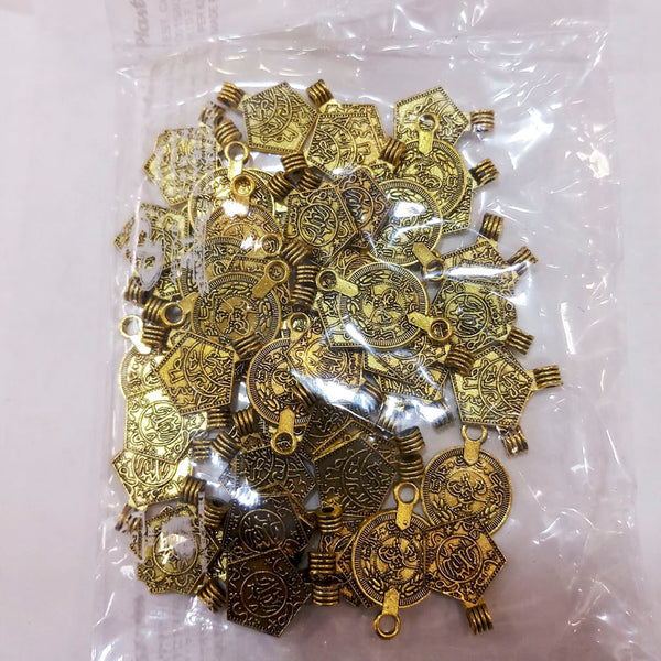 Kriaa DIY Gold Plated Casting Round Charms / Locket / Pendants ( 100/500 Grams)