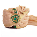 Mahi Meekari Work Green and Brown Crystals Floral Kalangi Brooch for Groom / Men (KL1001011G)