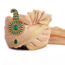 Mahi Meekari Work Green and Brown Crystals Floral Kalangi Brooch for Groom / Men (KL1001011G)