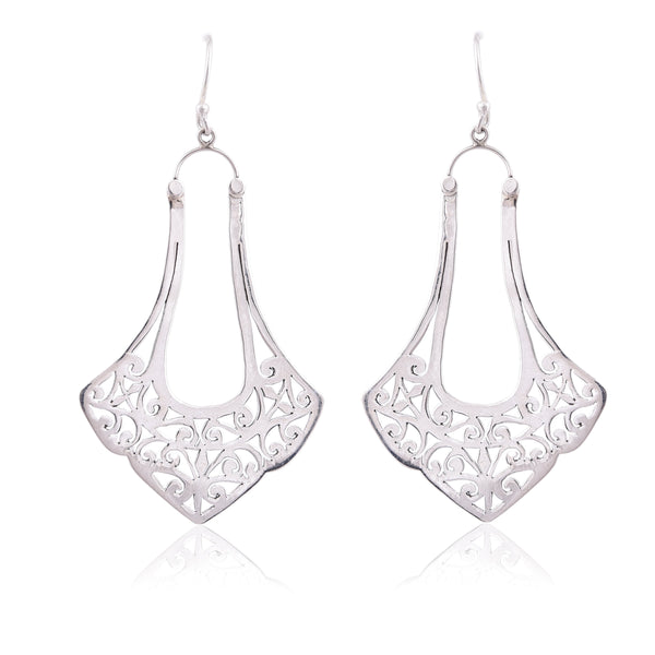 Silver Mountain sterling silver jali cut earring