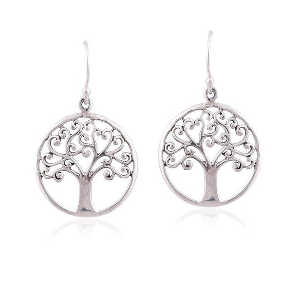 Silver Mountain Sterling Silver Tree of Life earring