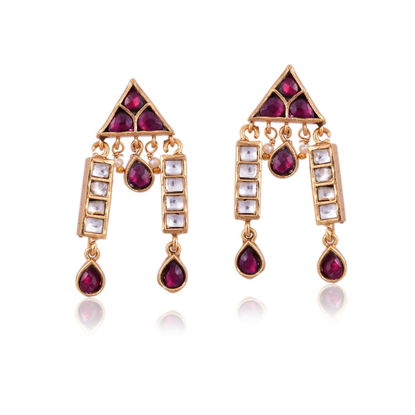 Silver Mountain Sterling Silver gold plated kundan Earring