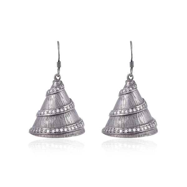 Silver Mountain Sterling Silver Textured CZ earring