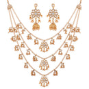 Etnico 3 Layered Multi Strand Floral Kundan & Pearl Beaded Necklace For Women/ Girls (M4094W)