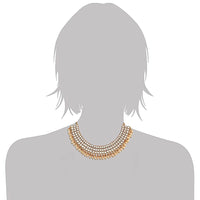 Etnico Gold-plated and Pearl Necklace Set With Maang Tika & Earrings for Women (White)