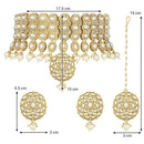 Etnico Traditional Deepika Style Gold Plated Bridal Pearl Choker Necklace Set with Maang Tikka (M4127W)