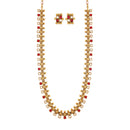 Etnico 18K Gold Plated Traditional South Indian Stylish Multicolour Stone Work Long Necklace With Earrings For Women & Girls (MC041Q)