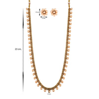 Etnico 18K Gold Plated Traditional South Indian Stylish Long Necklace With Earrings For Women & Girls (MC042RG)