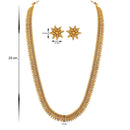 Etnico 18K Gold Plated Traditional South Indian Stylish Golden Leaf work Necklace With Earrings For Women & Girls (MC043)