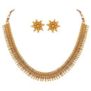 Etnico 18K Gold Plated Traditional South Indian Stylish Golden Necklace With Earrings For Women & Girls (Short Necklace)