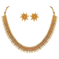 Etnico 18K Gold Plated Traditional South Indian Stylish Golden Necklace With Earrings For Women & Girls (Short Necklace)