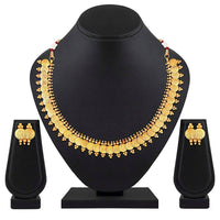 Etnico 18K Gold Plated Traditional South Indian Stylish Coin Necklace With Earrings For Women & Girls (MC061FL)