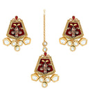 Etnico 18K Gold Plated Kundan Studded Meenakari Bridal Choker Necklace Jewellery Set with Earrings & Maang Tikka for Women (ML134M)