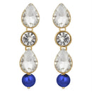 Etnico 18K Gold Plated Traditional Pearl & Stone Studded Necklace Jewellery Set With Earrings For Women (ML140Bl)