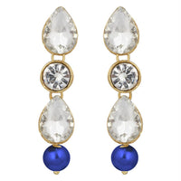 Etnico 18K Gold Plated Traditional Pearl & Stone Studded Necklace Jewellery Set With Earrings For Women (ML140Bl)