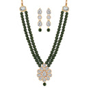 Etnico 18K Gold Plated Traditional Pearl & Stone Studded Necklace Jewellery Set With Earrings For Women (ML140G)