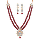 Etnico 18K Gold Plated Traditional Pearl & Stone Studded Necklace Jewellery Set With Earrings For Women (ML140M)